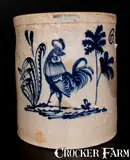 John Burger, Extremely Rare JOHN BURGER / ROCHESTER Stoneware Rooster Crock, circa 1860, Stoneware
