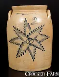 T. Harrington, Scarce T. HARRINGTON / LYONS Stoneware Jar w/ Cobalt Starface Decoration, circa 1860, Stoneware