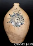 N. Clark & Co., Fine N. CLARK & CO. / LYONS Stoneware Jug w/ Elaborate Floral Decoration