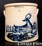Outstanding J. NORTON & CO. / BENNINGTON, VT Stoneware Deer Crock by J. Norton & Co., circa 1860, Stoneware, sold Jul 2016