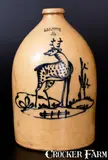 J. & E. Norton, Outstanding 4 Gal. J. & E. NORTON / BENNINGTON, VT Stoneware Deer Jug