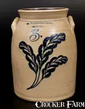 T. Harrington, 3 Gal. T. HARRINGTON / LYONS Stoneware Jar w/ Fine Slip-Trailed Leaf Decoration, circa 1860, Stoneware