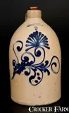 Nichols & Boynton, NICHOLS & BOYNTON / BURLINGTON, VT Stoneware Jug w/ Cobalt Floral Decoration, circa 1856-1859, Stoneware