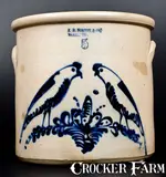 Exceptional F. B. NORTON & CO. / WORCESTER, MASS. Double Parrot Stoneware Crock by F. B. Norton & Co, circa 1870, Stoneware, sold Jul 2016