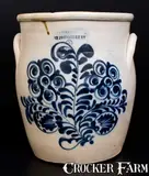 Fenton & Hancock, Unusual FENTON & HANCOCK / ST. JOHNSBURY, VT Stoneware Jar w/ Elaborate Decoration, circa 1860, Stoneware