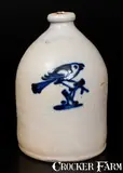 J. & E. Norton, J. & E. NORTON / BENNINGTON, VT Stoneware Jug w/ Bold Bird on Stump Decoration, circa 1855, Stoneware