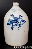 4 Gal. J. NORTON & CO. / BENNINGTON, VT Stoneware Jug w/ Double Bird Decoration by J. Norton & Co., 1860, Stoneware, sold Jul 2016
