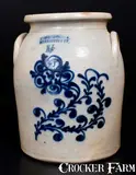 J. & E. Norton, J. & E. NORTON / BENNINGTON, VT Stoneware Jar w/ Slip-Trailed Floral Decoration, circa 1855, Stoneware