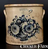 J. & E. Norton, J. & E. NORTON / BENNINGTON, VT Stoneware Crock w/ Flowering Urn Decoration, circa 1855, Stoneware
