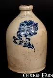 J. & E. Norton, J. & E. NORTON / BENNINGTON, VT Stoneware Jug w/ Fine Slip-Trailed Decoration, circa 1855, Stoneware