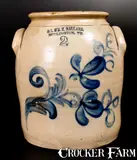 O. L. & A. K. Ballard, O. L. & A. K. BALLARD / BURLINGTON, VT Stoneware Jar w/ Cobalt Floral Decoration