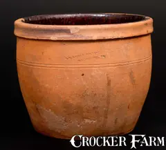 D.M. BAKER'S POTTERY / WAYNESBORO, PA Redware Jar by D.M. Baker's Pottery, circa 1875, Redware, sold Jul 2016