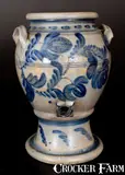 Hamilton, Outstanding HAMILTON / GREENSBORO, PA 6 Gal. Pedestal Cooler w/ Elaborate Decoration, circa 1860, Stoneware