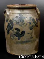 E. Fowler, 3 Gal. E. FOWLER / BEAVER, PA Stoneware Jar with Floral Decoration, circa 1870, Stoneware