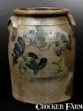 E. Fowler, 3 Gal. E. FOWLER / BEAVER, PA Stoneware Jar with Floral Decoration, circa 1870, Stoneware