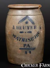 J. Beuter, J. BEUTER / WAYNESBURG, PA Stoneware Jar, circa 1875, Stoneware