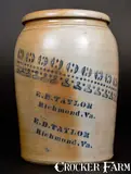 E. B. Taylor, E. B. TAYLOR / Richmond, Va Stoneware Jar w/ Stenciled Decoration att. A. P. Donaghho, circa 1880, Stoneware