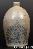 A. Conrad, A. CONRAD / NEW GENEVA / FAYETTE CO., PA Stoneware Jug w/ Stenciled Floral Decoration, circa 1875, Stoneware