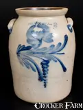COWDEN & WILCOX / HARRISBURG, PA Stoneware Jar w/ Floral Decoration by Cowden & Wilcox, circa 1865, Stoneware, sold Jul 2016