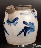 COWDEN & WILCOX / HARRISBURG, PA Stoneware Batter Pail w/ Floral Decoration by Cowden & Wilcox, circa 1865, Stoneware, sold Jul 2016
