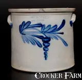 3 Gal. COWDEN & WILCOX / HARRISBURG, PA Stoneware Crock w/ Floral Decoration by Cowden & Wilcox, circa 1865, Stoneware, sold Jul 2016