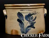 COWDEN & WILCOX / HARRISBURG, PA Stoneware Cake Crock w/ Floral Decoration by Cowden & Wilcox, circa 1865, Stoneware, sold Jul 2016