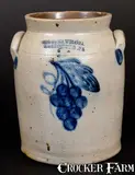 2 Gal. COWDEN & WILCOX / HARRISBURG, PA Stoneware Grapes Jar by Cowden & Wilcox, circa 1865, Stoneware, sold Jul 2016