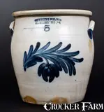 3 Gal. COWDEN & WILCOX / HARRISBURG, PA Stoneware Jar w/ Floral Decoration by Cowden & Wilcox, circa 1865, Stoneware, sold Jul 2016