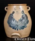 Evan R. Jones, 6 Quart EVAN R. JONES / PITTSTON, PA Stoneware Batter Pail w/ Foliate Decoration, circa 1875, Stoneware