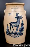 Ottman Bros. & Co., Very Rare OTTMAN BROS & CO / FORT EDWARD, NY Stoneware Deer Churn