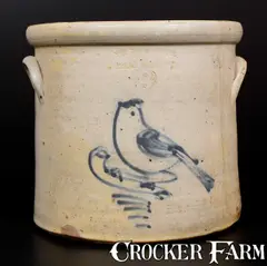 S.B. Bosworth, S. B. BOSWORTH / HARTFORD, CT Stoneware Crock with Bird Decoration, circa 1880-1890, Stoneware