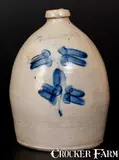 Brown Brothers, BROWN BROTHERS / HUNTINGTON, L.I. Stoneware Jug w/ Floral Decoration