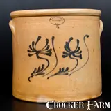 Brown Brothers, BROWN BROTHERS / HUNTINGTON / L. I. Stoneware Crock w/ Slip-Trailed Floral Decoration