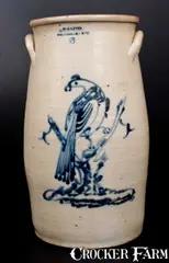 W. A. Lewis, Rare W. A. LEWIS / GALESVILLE, NY Stoneware Churn with Pheasant Decoration, circa 1858, Stoneware