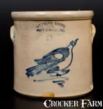 Ottman Bros. & Co., 2 Gal. OTTMAN BRO'S & CO. / FORT EDWARD, NY Stoneware Crock w/ Bird Decoration