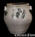 Lewis & Gardiner, Scarce LEWIS & GARDINER / HUNTINGTON, L.I. Stoneware Jar w/ Cobalt Decoration, circa 1827-1829, Stoneware