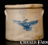 Brown Brothers, BROWN BROTHERS / HUNTINGTON / L.I. 1 1/2 Gal. Stoneware Crock w/ Stenciled Eagle