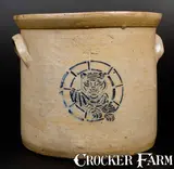 F. T. Wright & Son, 4 Gal. F. T. WRIGHT & SON / TAUNTON, MA Stoneware Tiger Crock, circa 1875, Stoneware
