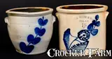 White & Wood, WHITE & WOOD / BINGHAMTON, NY Stoneware Cream Jar w/ Cobalt Floral Decoration, circa 1885, Stoneware