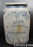 Jas. Hamilton & Co., 5 Gal. JAS. HAMILTON & CO. / GREENSBORO, PA Stoneware Jar with Stenciled Grapes, circa 1875, Stoneware