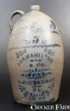 Jas. Hamilton & Co., 5 Gal. JAS. HAMILTON & CO. / GREENSBORO, PA Stoneware Jug, circa 1875, Stoneware