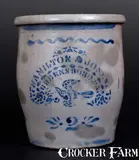 2 Gal. HAMILTON & JONES / GREENSBORO, PA Stoneware Jar w/ Stenciled Bird by Hamilton & Jones, circa 1875, Stoneware, sold Jul 2016