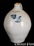 N & A Seymour, Rare N & A SEYMOUR / ROME, NY Ovoid Stoneware Jug w/ Floral Decoration, circa 1830, Stoneware