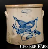 Ottman Bros. & Co., 5 Gal. OTTMAN BRO'S & CO. / FORT EDWARD, NY Stoneware Double-Bird Crock
