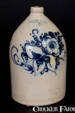 4 Gal. J. NORTON & CO. / BENNINGTON, VT Stoneware Jug with Fine Slip-Trailed Floral Decoration by J. Norton & Co., circa 1855, Stoneware, sold Mar 2016