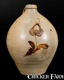 L. Norton & Son, L. NORTON & SON / BENNINGTON Stoneware Jug w/ Ochre Tulip Decoration c1833-41, c1833-41, Stoneware