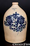 4 Gal. J. & E. NORTON / BENNINGTON, VT Stoneware Jug with Fine Slip-Trailed Floral Decoration by J. & E. Norton, circa 1855, Stoneware, sold Mar 2016