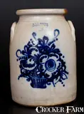 Scarce J. & E. NORTON / BENNINGTON, VT Stoneware Jar with Fine Basket-of-Flowers Decoration by J. & E. Norton, circa 1855, Stoneware, sold Mar 2016
