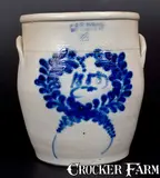 4 Gal. J. & E. NORTON / BENNINGTON, VT Stoneware Jar w/ 1858 Date and Large Cobalt Wreath by J. & E. Norton, 1858, Stoneware, sold Mar 2016