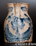 M. & T. Miller, Extremely Rare M. & T. MILLER / NEWPORT, PA Stoneware Pitcher w/ Profuse Cobalt Decoration